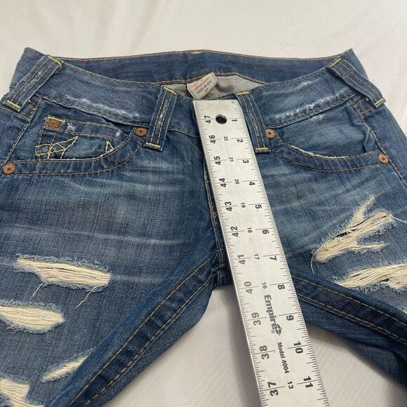 True Religion Bobby Destroyed Denim Jeans Size 27 X 29 - Picture 3 of 8